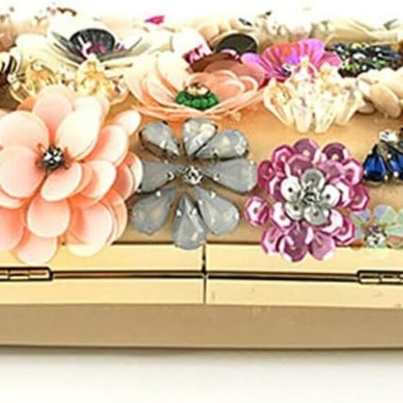 Elegant Flower Clutch Evening Bag with Beaded Embroidery – Perfect for Brides - Picture 6 of 7